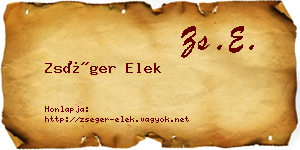 Zséger Elek névjegykártya